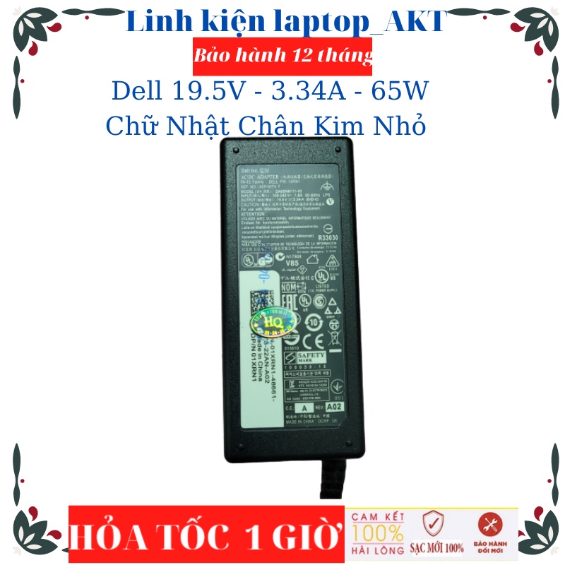 Sạc Laptop Dell 19.5V- 3.34A- 65W-ZIN Chân Kim Nhỏ 4.5*3.0mm 5515 5568 3558 3458 3459 Dell Inspiron 15 3000 XPS 13-4040