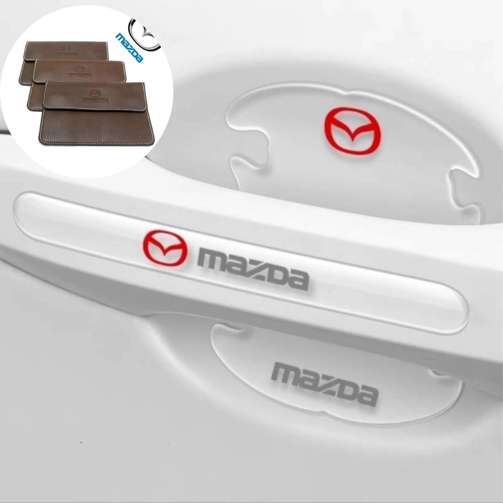 Bộ 10 miếng dán silicon tay, hõm, gương ô tô logo hãng xe Mazda 2, Mazda 3, Mazda 6, CX5, CX8, BT50, CX3, CX30