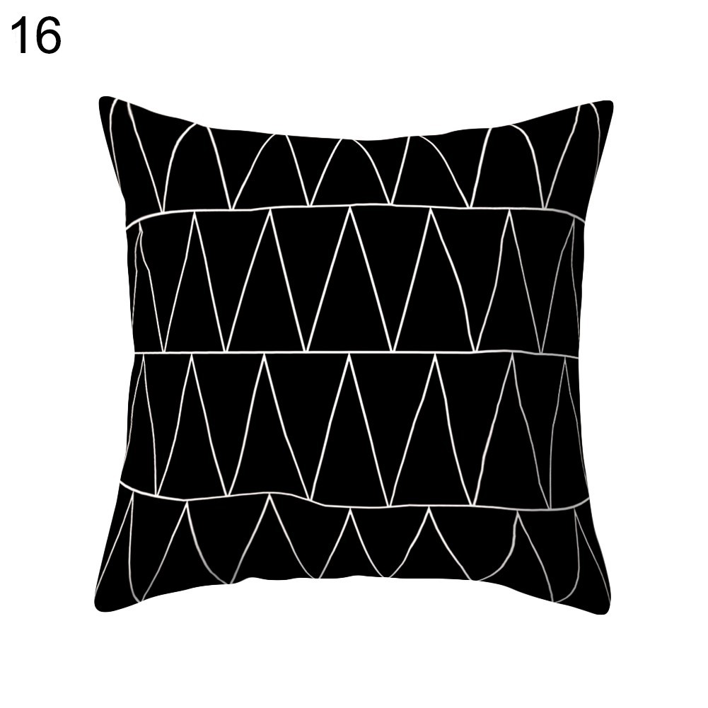 Bao Gối Vuông Họa Tiết Hình Học Trắng Đen