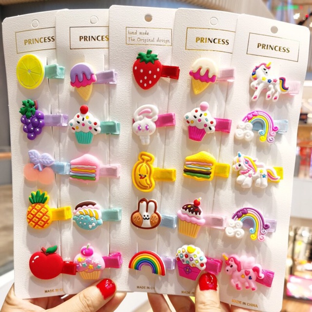 Sét 5 kẹp tóc đa sắc