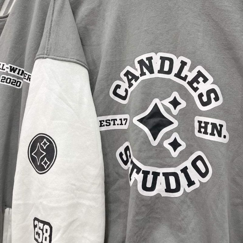 Áo Khoác Nỉ Bóng Chày- Áo Bomber Candles Jacket Nỉ In Hình