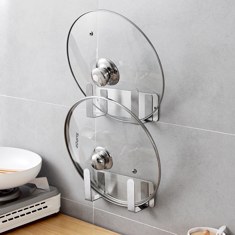 Kệ để vung nồi inox, giá để vung nồi inox 304 tặng kèm keo dán chịu lực 5kg
