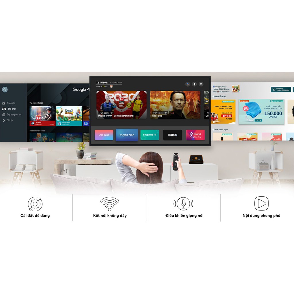 Android TV Box FPT Play Box+ 2020 2GB Android TV10 Hỗ Trợ 4K Điều Khiển Giọng Nói - Hàng Chính Hãng