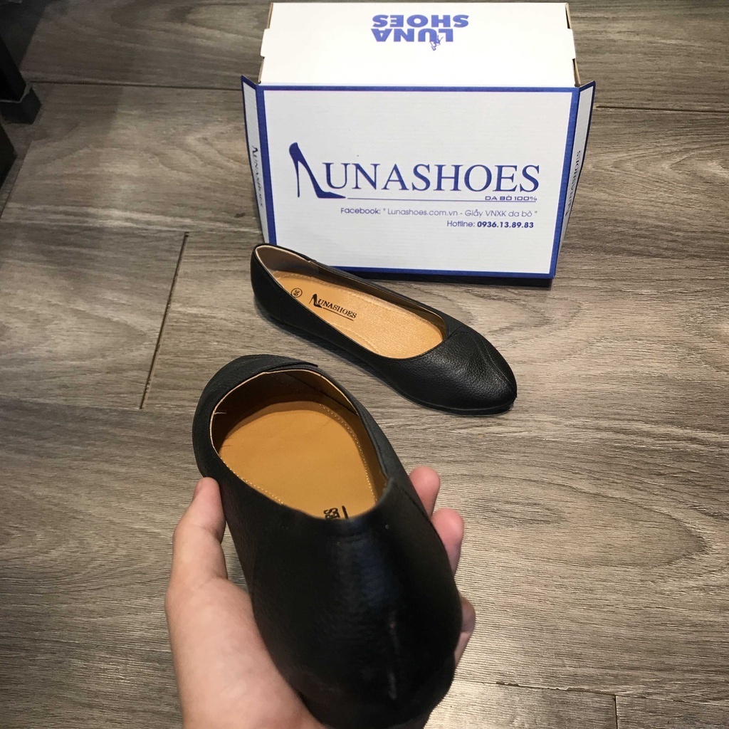 Giày búp bê nữ mũi nhọn da bò Lunashoes (1073) giầy đế bệt cao cấp nhiều màu (BH 24TH) dễ phối đồ hàng vnxk