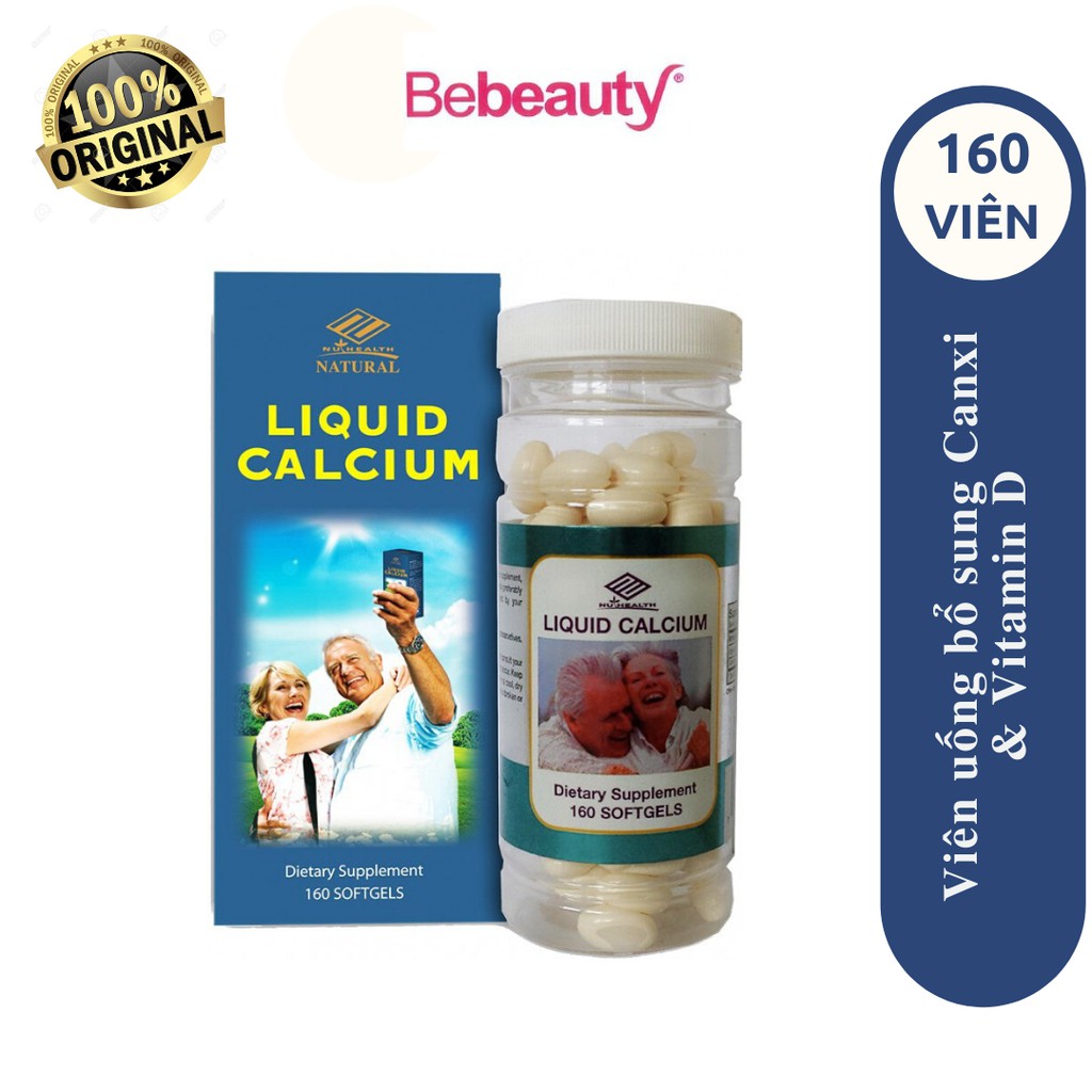 Viên Uống Bổ Sung Canxi + Vitamin D Cho Mọi Đối Tượng Liqiud Calcium Nu-Health 160 Viên Mềm