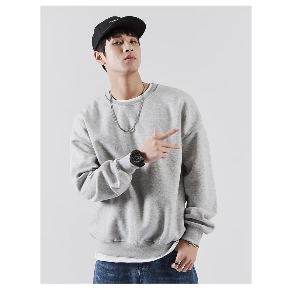 Áo Sweater Áo Thun Nỉ Trơn Cổ Tròn Thời Trang Nam Nữ Unisex Dài Tay Phong Cách Siêu Hot Mọi Thời Đại