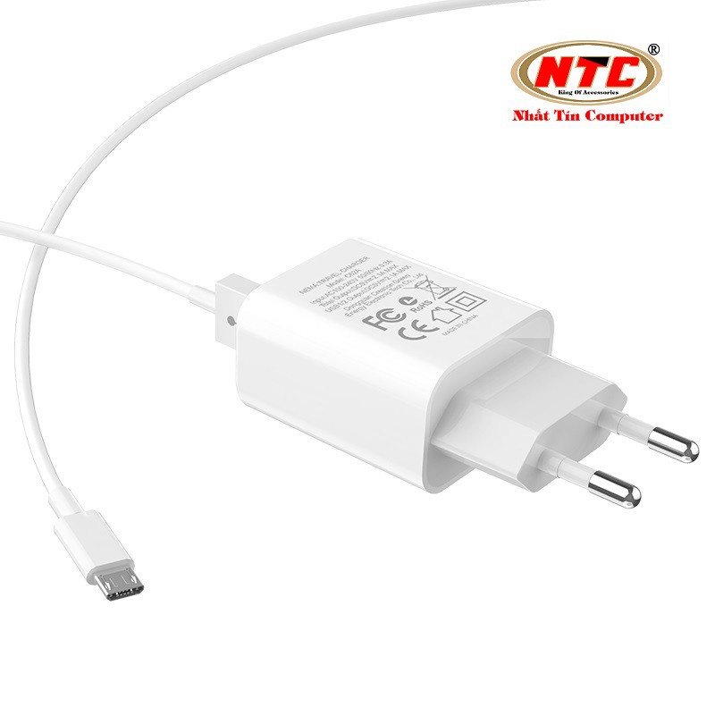  Combo cốc sạc 2 cổng và cáp sạc MicroUSB Hoco C62A - output 2.1A (Trắng)