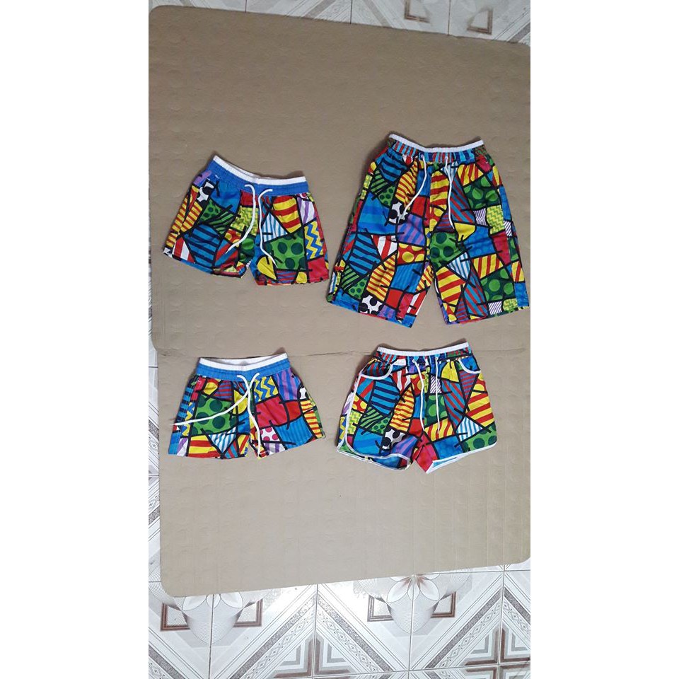 Combo 4 quần đi biển mẫu mảnh ghép bố mẹ và hai con