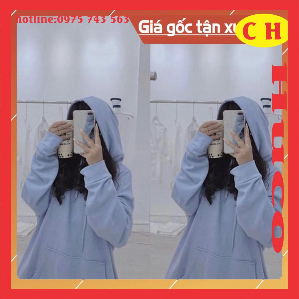 Áo Hoodie BASIC màu trơn unisex nam nữ màu xanh đỏ tím vàng cam đen hồng xám trắng be form thụng