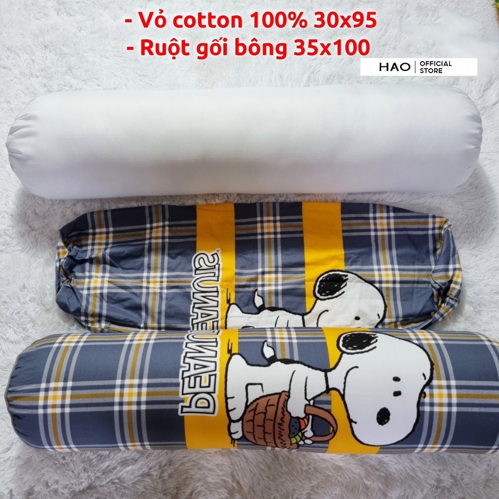 Gối ôm cotton 100% dài 95cm khóa kéo, gối ôm hình thú cho bé ôm ngủ dài đẹp HAOHAO