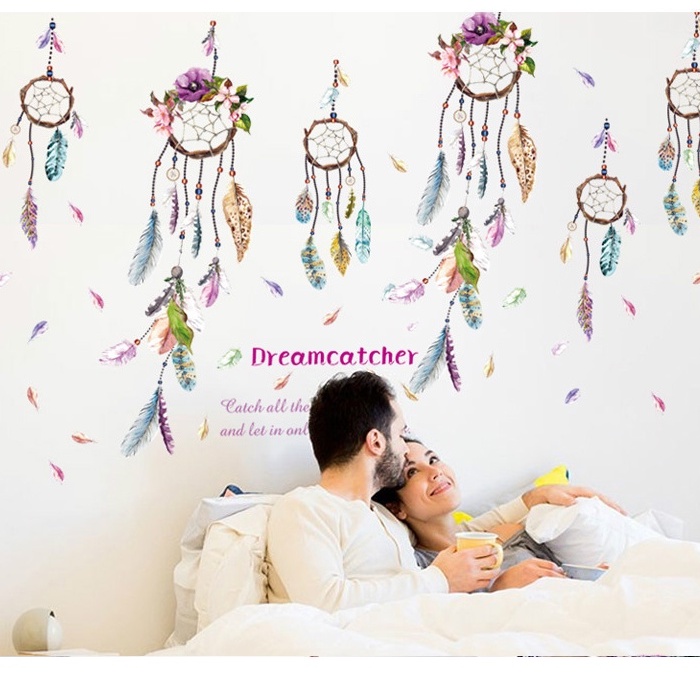 Tranh decal dán tường CHÙM ĐÈN &amp; DREAMCATCHER II trang trí phòng khách cho bé - Decal dán tường, Giấy dán tường