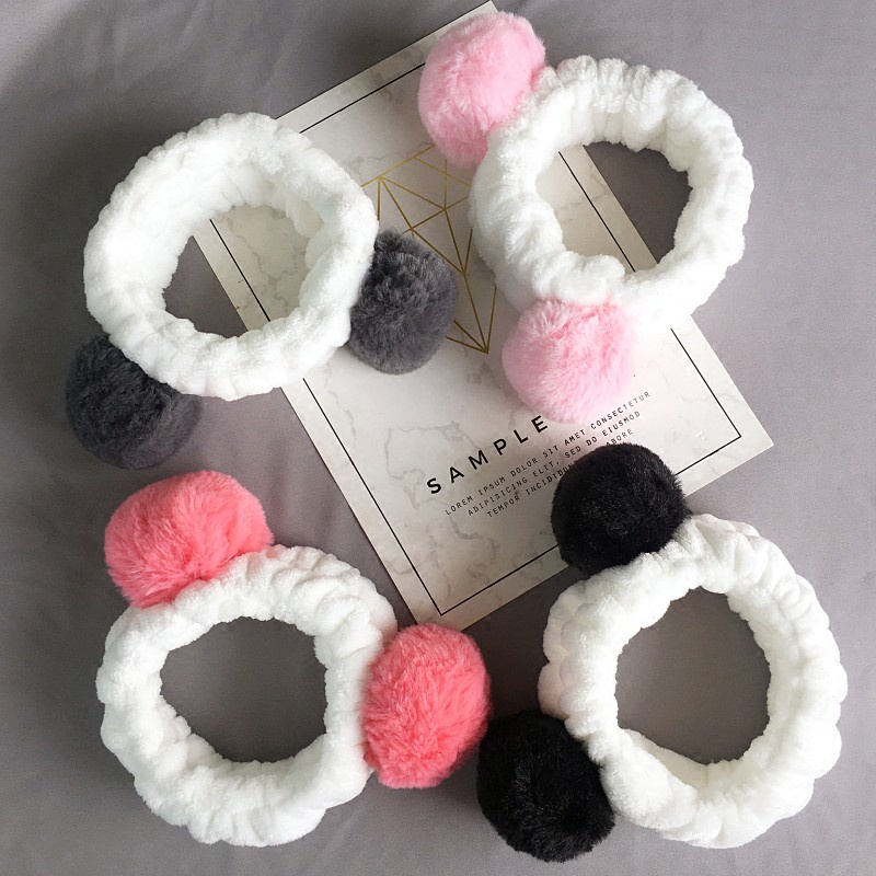 Băng đô tai gấu 3D vải nhung siêu mềm mượt, băng đô cài tóc trang điểm tai gấu tròn, Turban phong cách Hàn Quốc