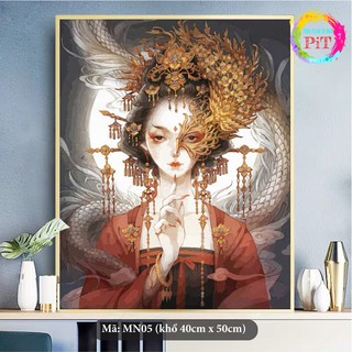 Tranh Tô Màu Theo Số - Tranh Sơn Dầu Số Hóa Mỹ Nữ - MN05