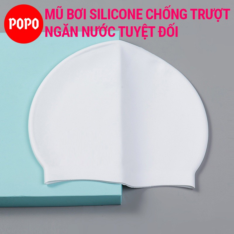 Mũ bơi người lớn silicone chính hãng POPO CA31 cho nam, nữ trẻ em trên 6 tuổi ngăn nước