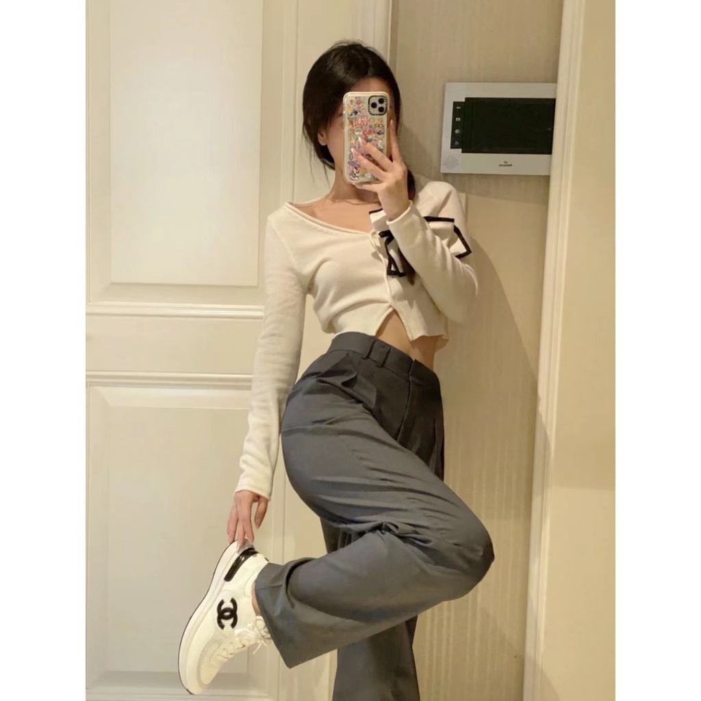 Giày Thể Thao Bằng Vải Da Lộn Màu Trắng Và Đen Không Hộp