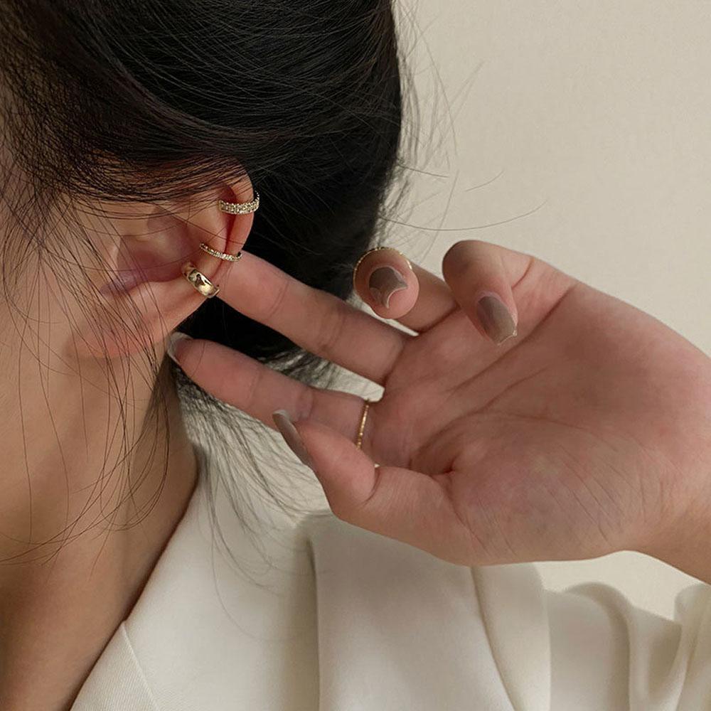Set 3 Khuyên Tai Đính Đá Thời Trang Sang Trọng|Kẹp Tai Hợp Kim