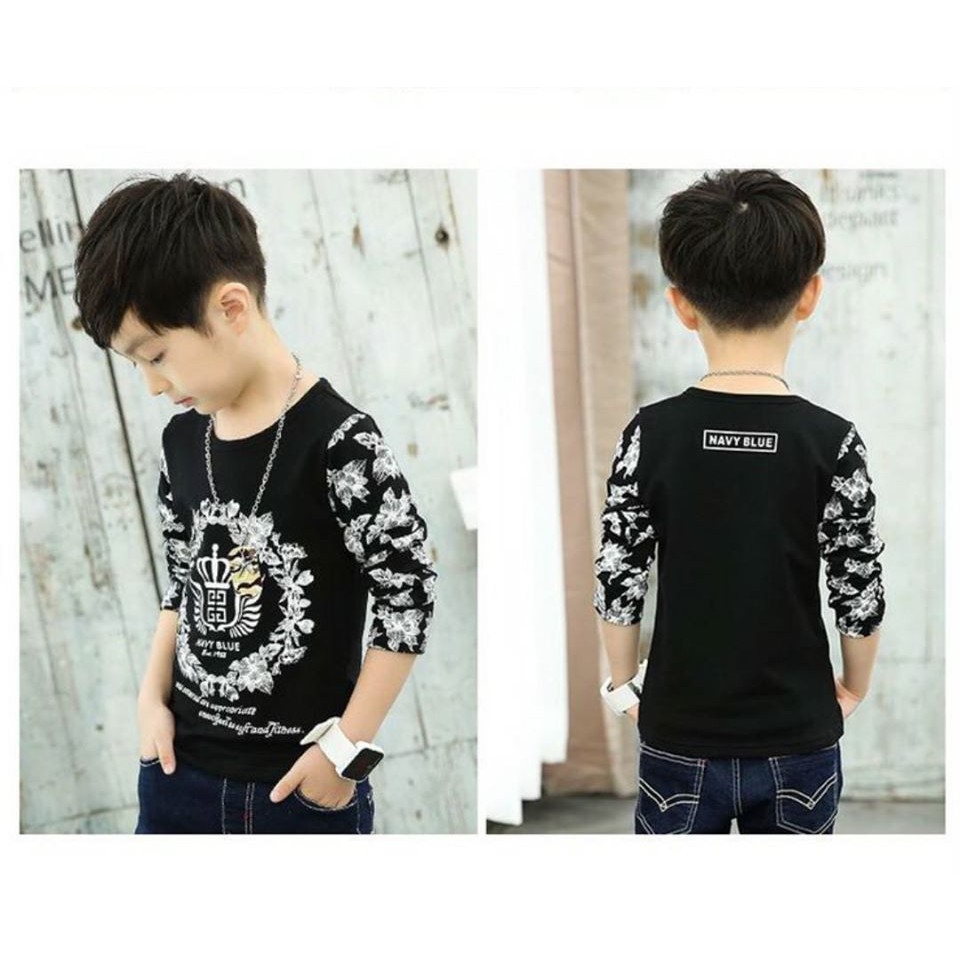 Áo thun bé trai hoa văn thun cotton xinh mát hàng vnxk
