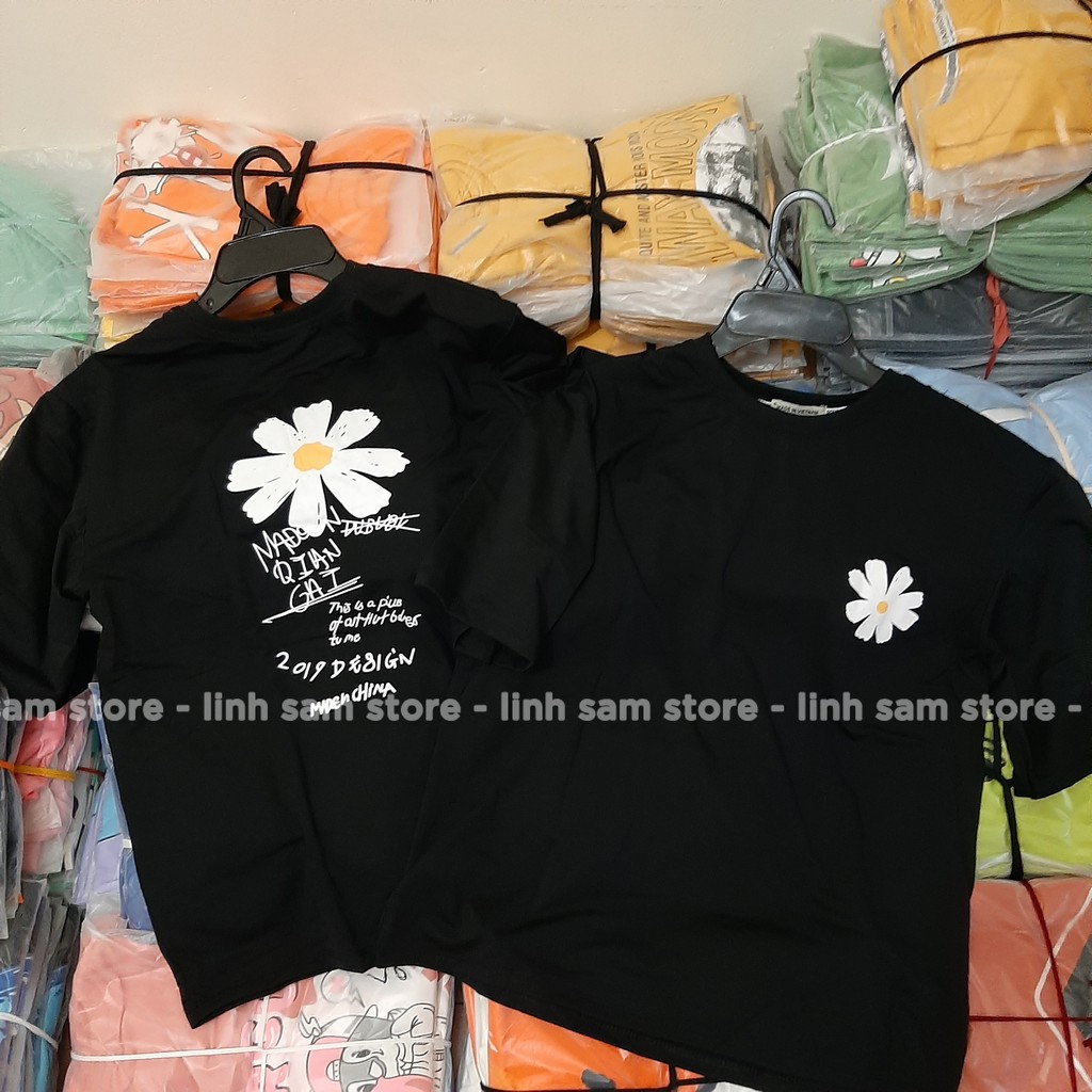Áo thun tay lỡ nữ freesize phông form rộng Unisex, mặc lớp, nhóm, cặp in hình HOA CÚC CHỮ KÝ GD | BigBuy360 - bigbuy360.vn