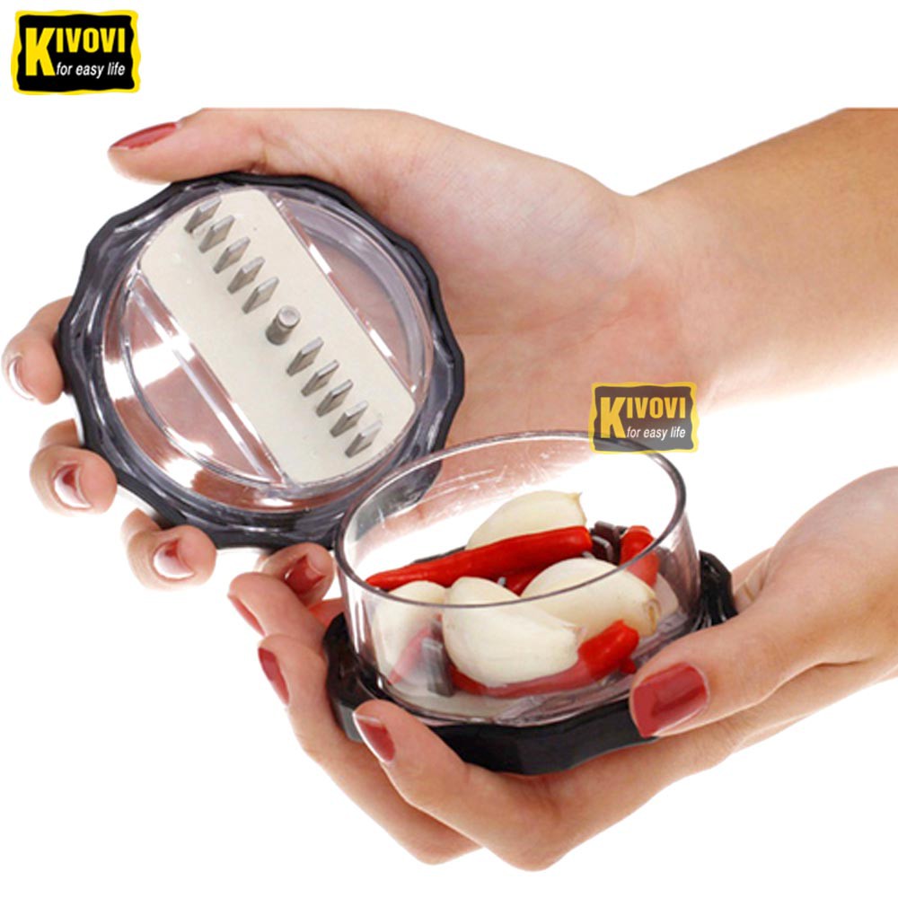 Máy Xay Tỏi Ớt Bằng Tay Đa Năng Lưỡi INOX Dragon - Đồ Xay Tỏi Ớt Cầm Tay Thông Minh - Cối Xay Hành Tỏi Ớt - Kivovi