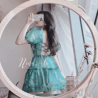 Đầm voan xòe hoa 3d đủ màu xinh lung linh ld22