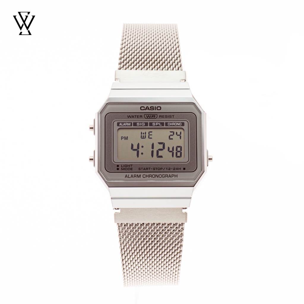 Đồng Hồ Điện Tử Unisex Casio WATCHSTORE A700WM-7ADF Thiết Kế Mặt Kính Khoáng 35.5mm, Dây Đeo Kim Loại, Vỏ Thép Không Gỉ