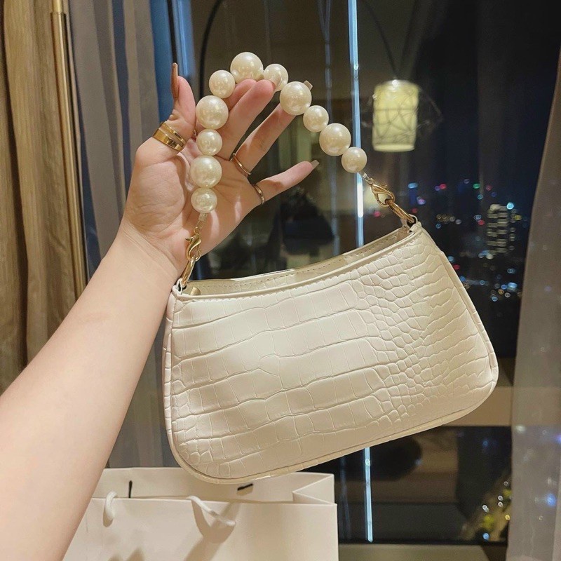 Túi Kẹp Nách Linh Store Túi Đeo Vai 2 Quai Xích Với Quai Ngọc Sang Chảnh Phong Cách Hàn Quốc