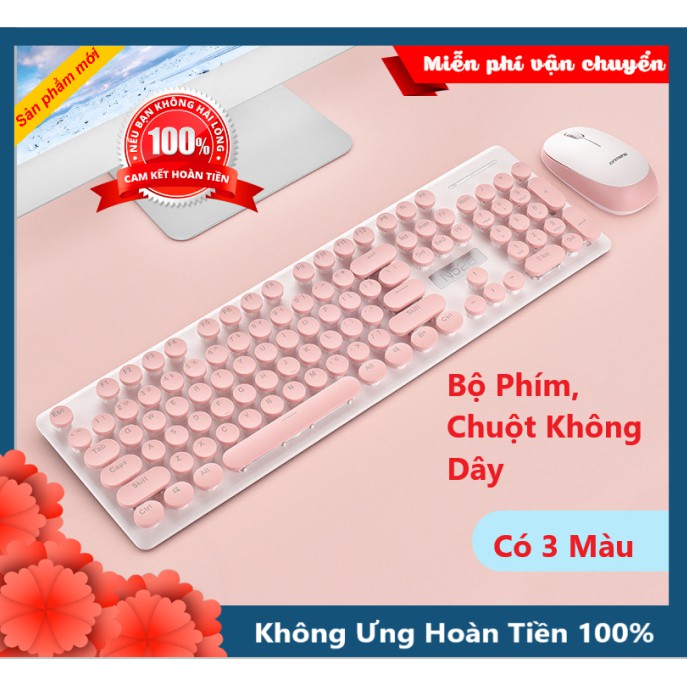 [Mã ELHAMS5 giảm 6% đơn 300K] Bộ Chuột và Bàn Phím Không Dây Siêu Đẹp N520 Mẫu Cao Cấp Màu Cực Đẹp, Phím Siêu Êm