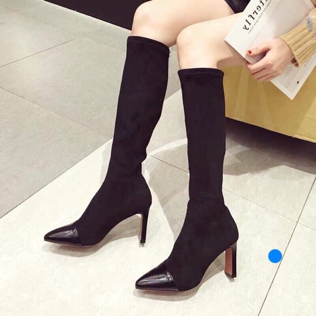 Boot gối da lộn pha da order
