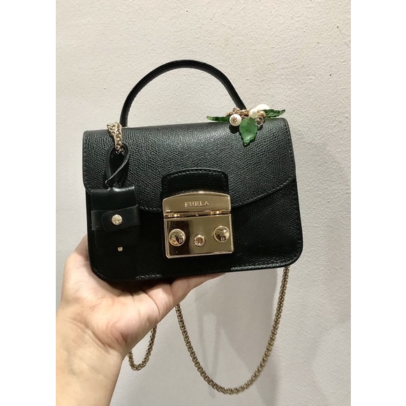 Túi Furla top mini màu đen onyx auth