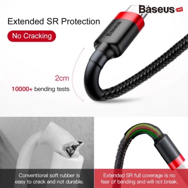 *1M-2M*Cáp Sạc Nhanh Baseus Cafule Cable Type C Chính Hãng-Cáp Sạc Dây Dù Android cho Samsung/Oppo -Bảo hành 1 đổi 1