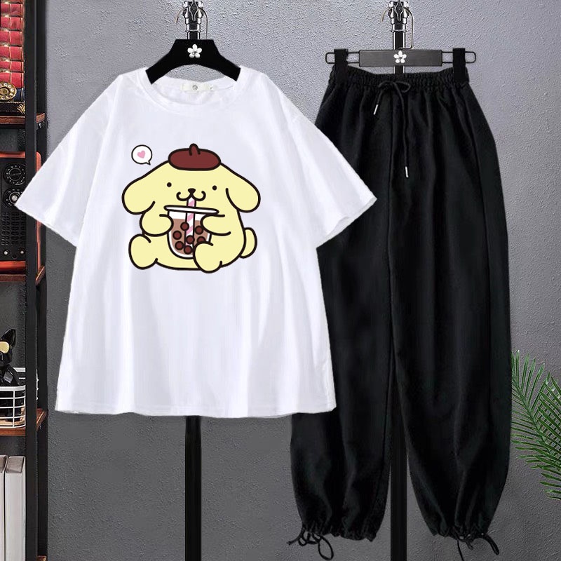 Sét Áo Gấu vàng + quần bom chun, Áo thun from rộng, Chất đẹp không xù, quần suông ống rộng, Sét bộ mặc ở nhà - MODY