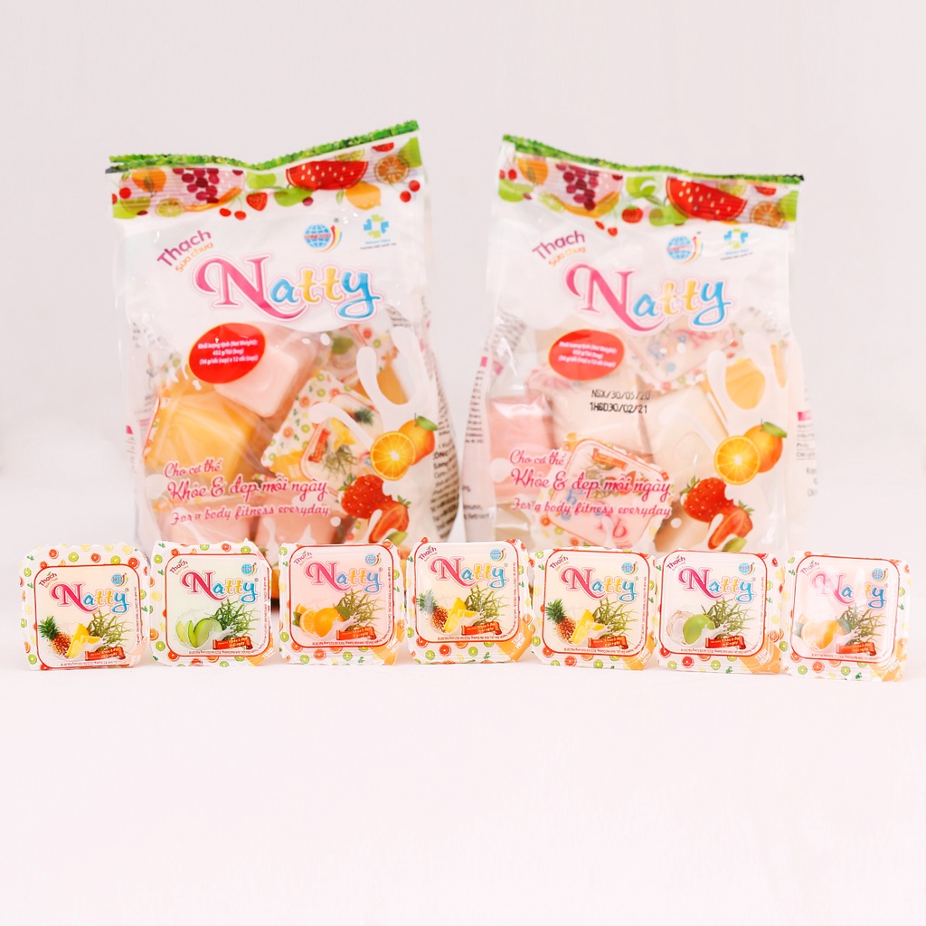 Thạch Sữa Chua Natty Long Hải Túi Quai Xách Trọng Lượng 432 G