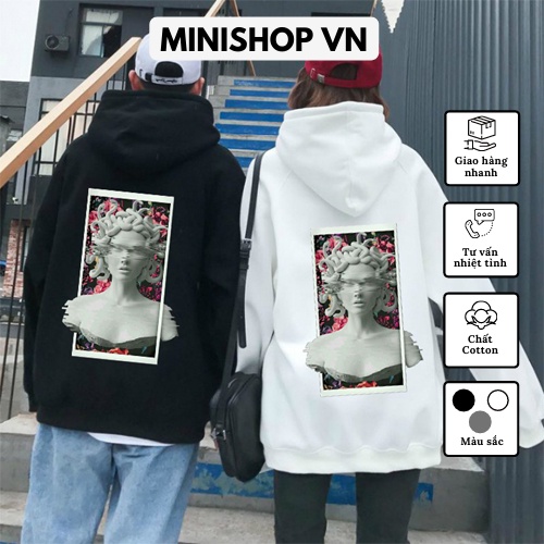 Áo hoodie nỉ nam nữ Medusa Perseus chất nỉ bông dày ấm mềm mịn dáng rộng thoải mái