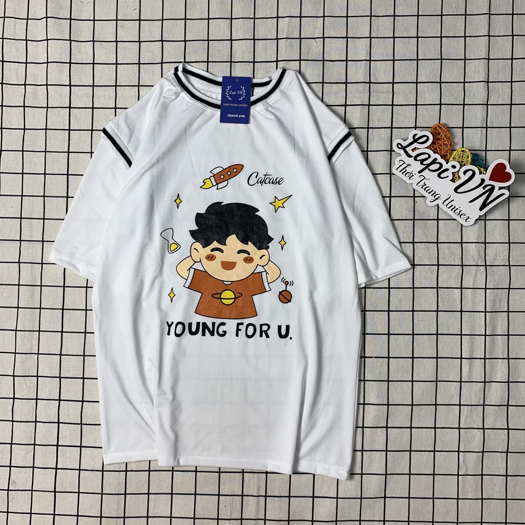Áo Thun Bóng Rổ Unisex Nam Nữ Mẫu Young For U - Lapi VN, Chất Cotton Form Rộng Tay Lỡ Cổ Tròn Freesize