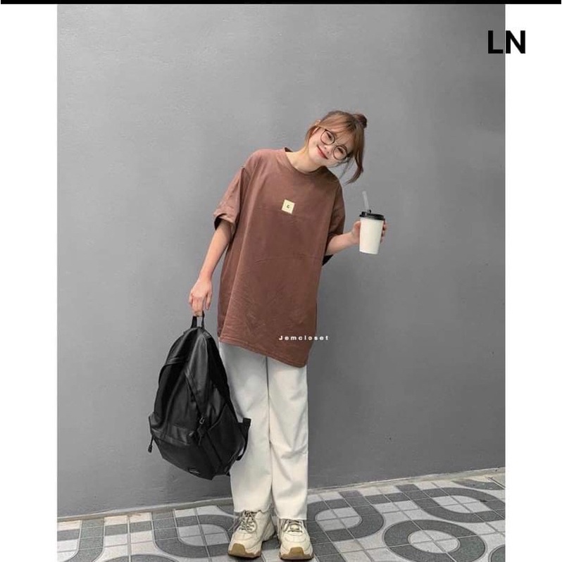 sét áo nâu + quần kaki trắng