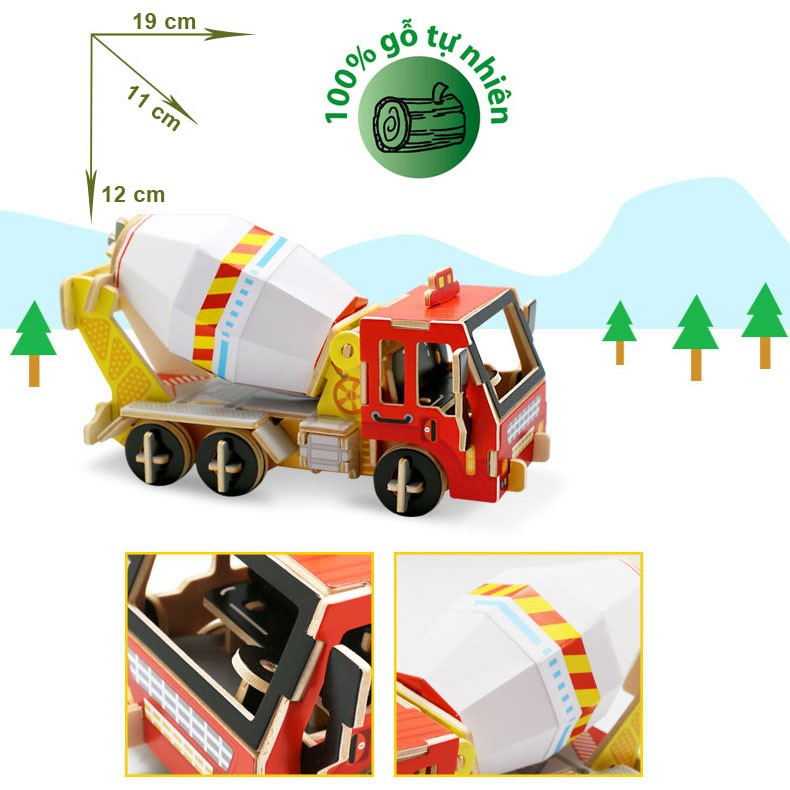 Mô hình xe công trường DIY - 3D Jigsaw Puzzle Wooden Toys