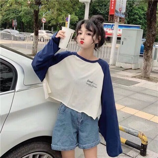 [Mã WAMST111 giảm 15k đơn 99k] 👉🏿Croptop Tay Dài Phối Màu