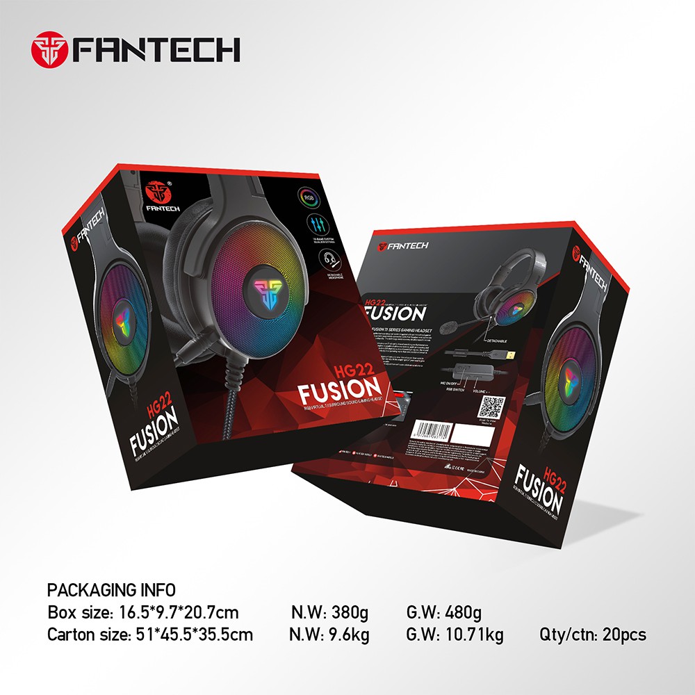 Tai nghe Gaming có dây Fantech HG22 7.1 âm thanh vòm, led RGB, jack cắm USB, dùng cho PC và PS4