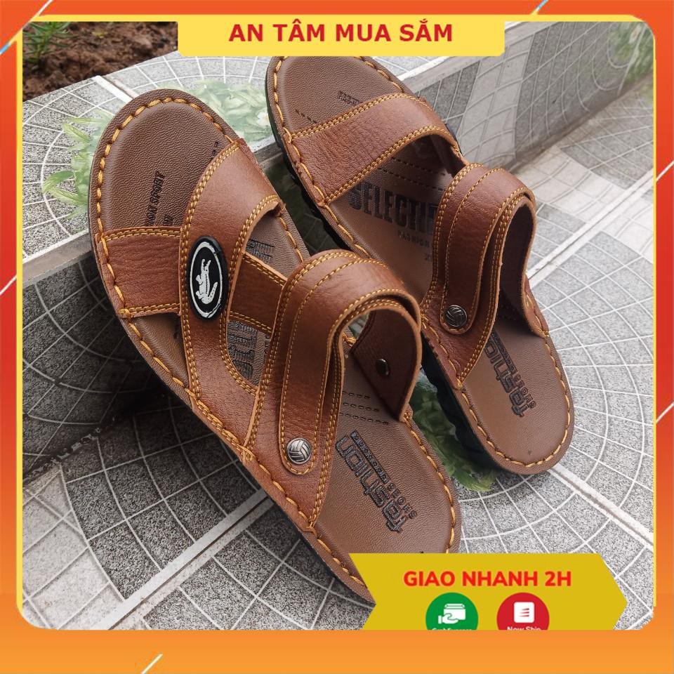 Dép nam quai ngang ❤️FREESHIP❤️ dép quai hậu sandal nam khâu viền bền đẹp, siêu nhẹ (màu da bò nâu)