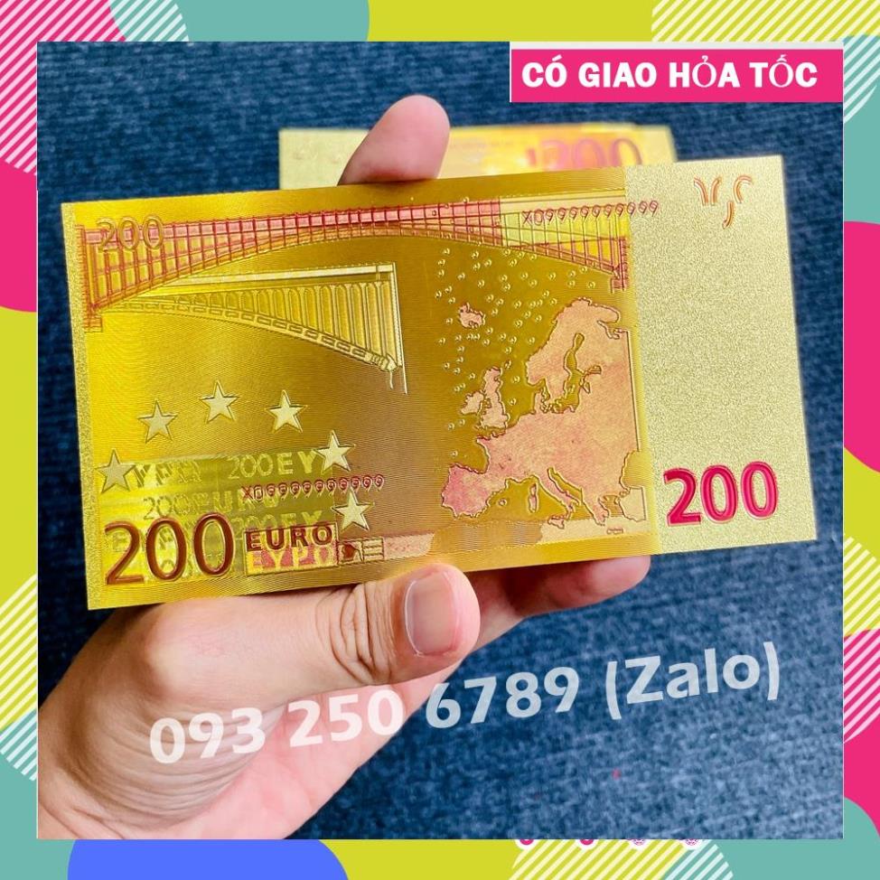 TRỢ GIÁ Tờ Tiền Kỉ Niệm 200 EURO Plastic Mạ Vàng Lì Xì Tết May Mắn