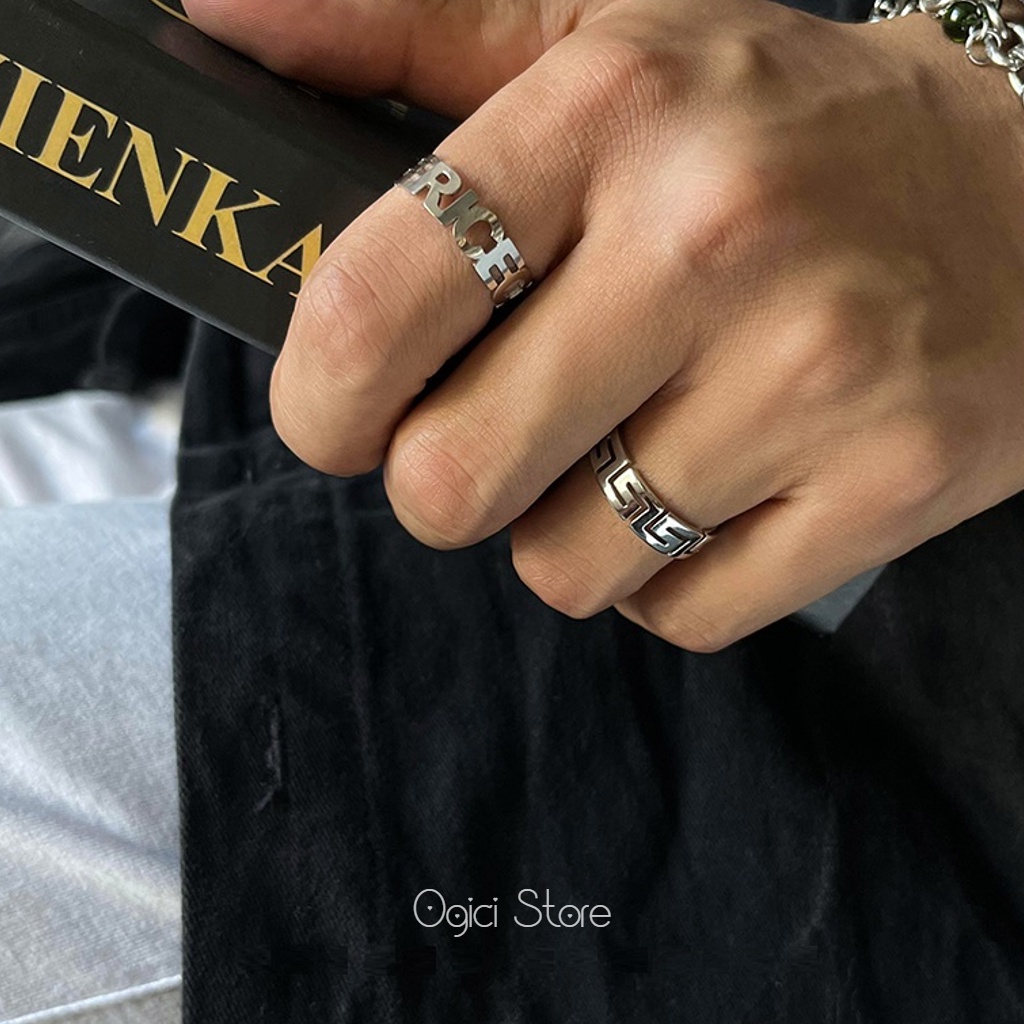 Nhẫn nam nữ thép không gỉ thời trang, Nhẫn nam Great Wall hoa văn độc đáo cá tính, Unisex