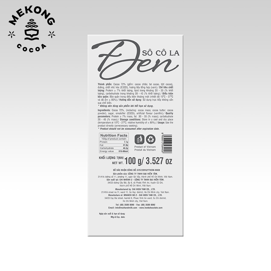 Combo 5 Socola Đen Nguyên Chất MARK&amp;MILK 72% Cocoa Có Vị Đắng Vừa Thanh 100g