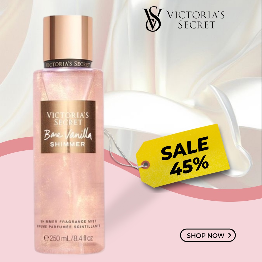Xịt Thơm Nước Hoa Toàn Thân Victoria’s Secret Bare Vanilla Shimmer Fragrance Mist (250ml) Lấp Lánh Kim Tuyến