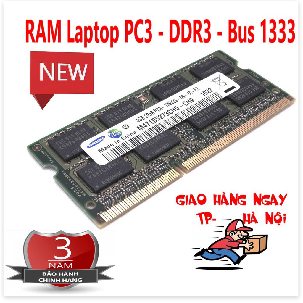 🆕 Ram laptop DDR3 tháo máy 2gb - 4gb bus 1333 Pc3 - Bảo hành 12 tháng