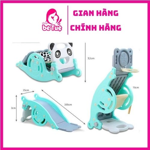 Đồ Chơi Bập Bênh Cầu Trượt và Bóng Rổ Hình Gấu 3 trong 1
