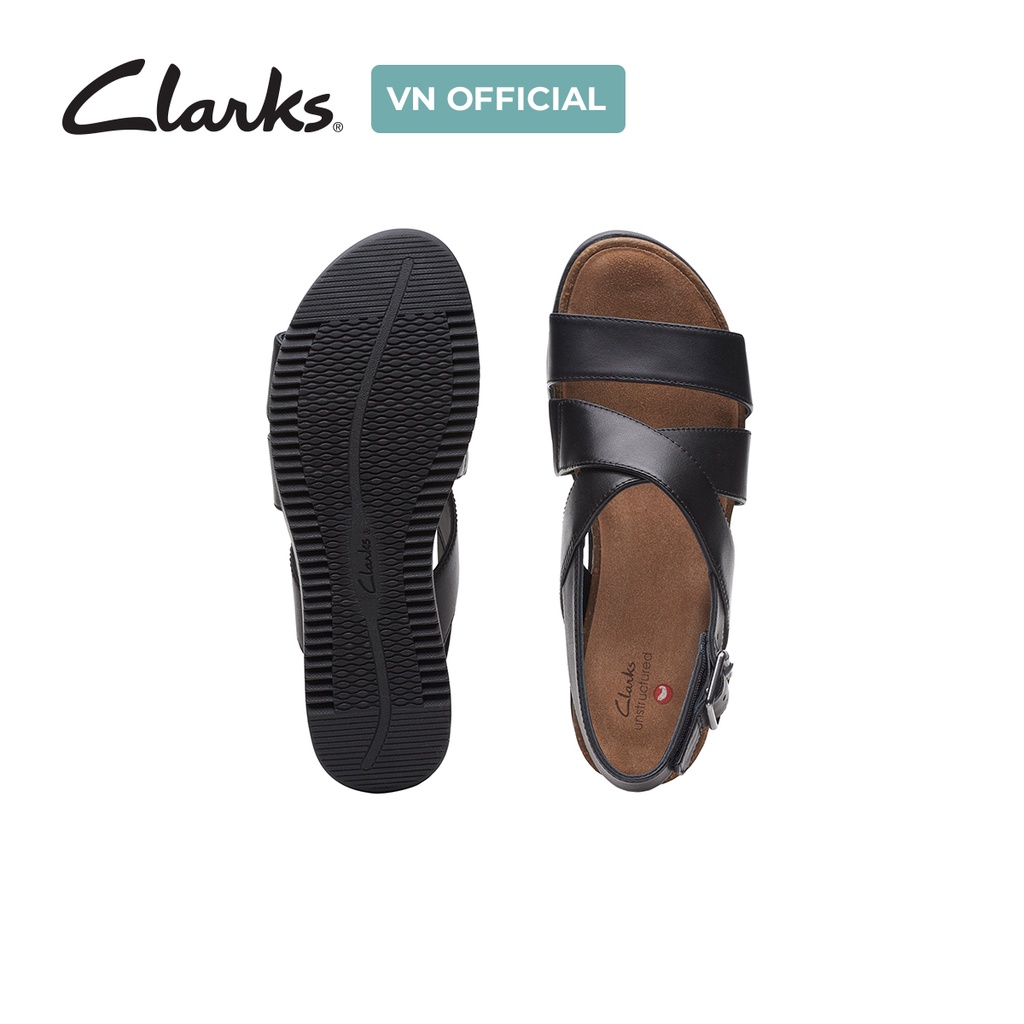 Giày Xăng Đan Đế Bằng Nữ CLARKS Lizby Cross màu đen