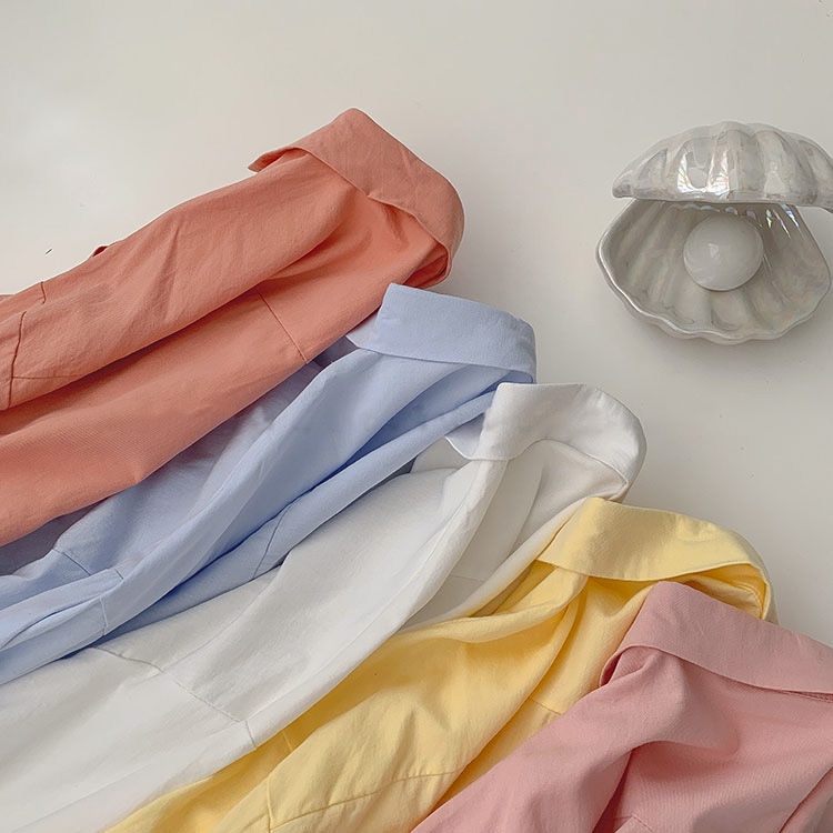 Áo Sơ Mi Tay Dài Màu Trơn Phong Cách Hàn Quốc Mẫu Mới 2022 Thời Trang Xuân Thu Cho Nữ