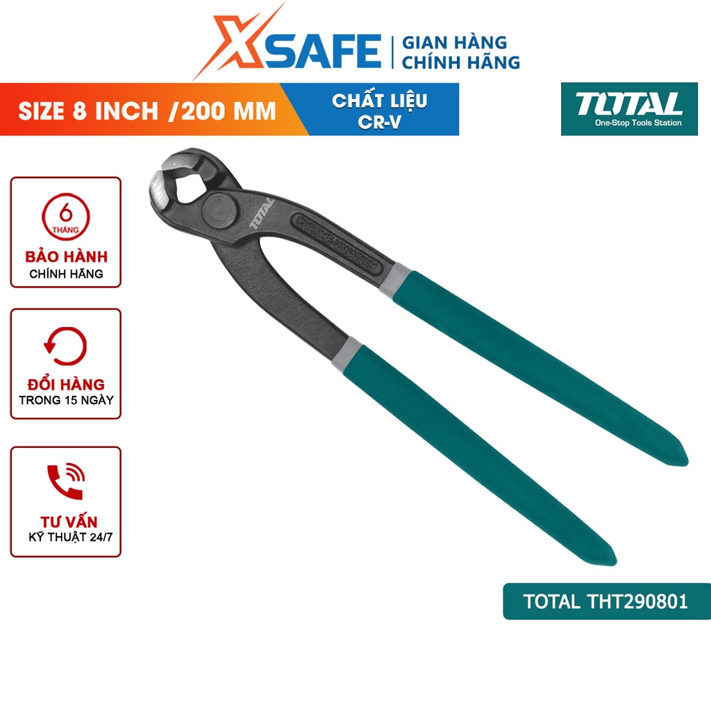 Kìm càng cua đầu lớn TOTAL THT290801 size 8 inch/200 mm thép Cr-V không rỉ siêu cứng, kẹp, cắt, gắp, giữ