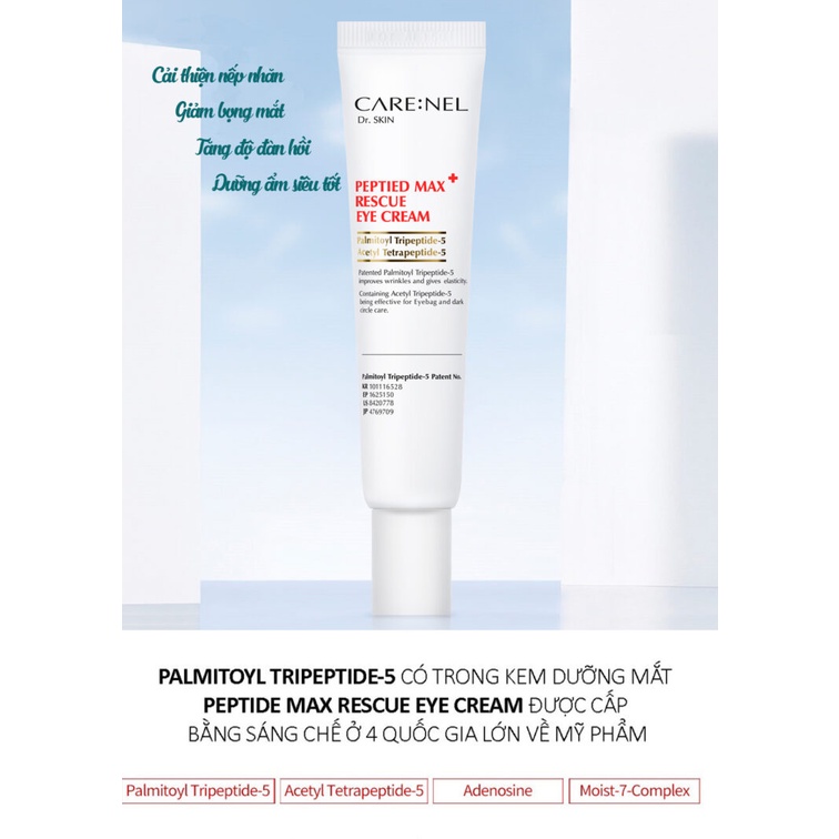 Kem dưỡng mắt giảm thâm bọng chống lão hóa Care:Nel Peptided Max Rescue Eye Cream