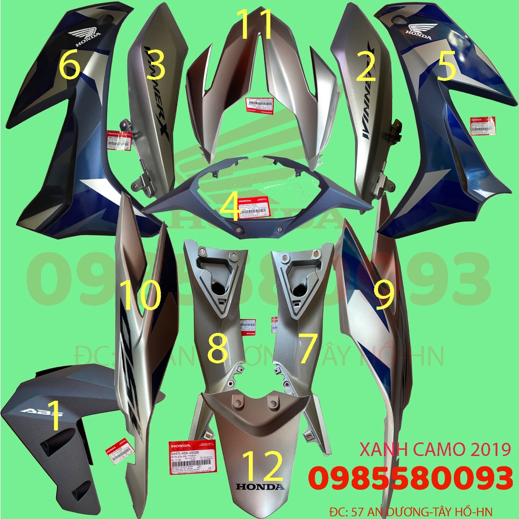 Dàn áo Winner X Xanh Camo chính hãng Honda